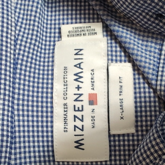 Mizzen+Main Spinnaker Trim Fit Button Down Dress Shirt Gingham Blue Size XL - Picture 2 of 9